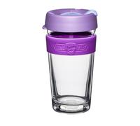 KeepCup Longplay - Reusable Coffee Cup, Double Wall Glass with Removable Sleeve and splashproof Sipper lid - 16oz/454ml - Helio