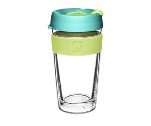 KeepCup Longplay - Reusable Coffee Cup, Double Wall Glass with Removable Sleeve and splashproof Sipper lid - 16oz/454ml - Matcha