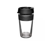 KeepCup Longplay - Reusable Coffee Cup, Double Wall Glass with Removable Sleeve and splashproof Sipper lid - 16oz/454ml - Black