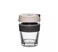 KeepCup Longplay - Reusable Coffee Cup, Tempered Glass Cup with a Removable Clear Tritan Plastic Sleeve and splashproof Sipper lid - 12oz/340ml - Milk