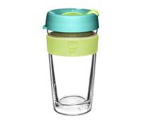 KeepCup Longplay - Reusable Coffee Cup, Tempered Glass Cup with a Removable Clear Tritan Plastic Sleeve and splashproof Sipper lid - 16oz/454ml - Matcha