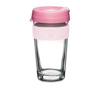 KeepCup Longplay - Reusable Coffee Cup, Tempered Glass Cup with a Removable Clear Tritan Plastic Sleeve and splashproof Sipper lid - 12oz/340ml - Roseate