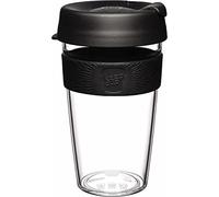 KeepCup Original, Lightweight Reusable Plastic Coffee Cup with Splashproof Sipper Lid, Shatter Resistant, Barista Standard, BPA Free, Dishwasher Safe, 454ml 16oz Black Tint