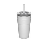 KeepCup Thermal Cold Cup - Insulated Stainless Steel Reusable Coffee Cup with Lid and Straw - 16oz/454ml - White