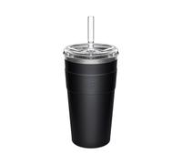 KeepCup Thermal Cold Cup - Insulated Stainless Steel Reusable Coffee Cup with Lid and Straw - 16oz/454ml - Black