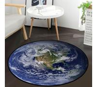 keepcute Earth Round Rug World Circle Rug -View The Americas on Earth from Space Rug Non Slip Carpet Yoga Mat for Entryway Living Room Bedroom Home Decor 4 ft
