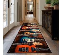 keepcute Guitar Runner Rug Musical Rugs Non-Slip Floor Rock Electric Guitar Pattern Carpet for Living Room Bedroom Music Room, Home Decor 2' x 6'