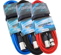 keepdrum 3 x microphone cable, MC-001XX, 6 m, M/F, 1 x blue/red/black
