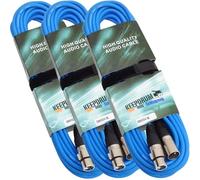 Keepdrum 3x DMX Cable Blue 3-Pin XLR Control Cable 100 Ohm 10m
