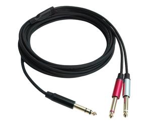 keepdrum AC048M Splitter Cable Y Cable 6.35 mm Jack 1x Stereo to 2x Mono 5 m