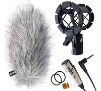 Keepdrum, directional microphone accessory set: wind deflector WS-WH, shock mount PCM-H1, TRS/XLR cable MC-025XJ