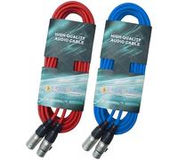 keepdrum DMX Cable 15 m 3-Pin XLR Light Cable 1x Red 1x Blue