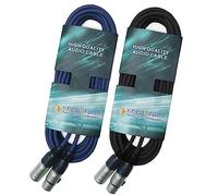 Keepdrum DMX Cable 3 m 3-pin XLR Light Cable 1x Black 1x Blue