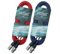 keepdrum DMX Cable 3 m 3-Pin XLR Light Cable 1x Red 1x Blue