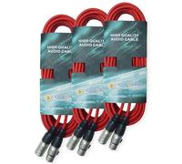 keepdrum DMX Cable Light Cable 3-Pin XLR 3 m Red Pack of 3