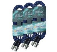 keepdrum DMX004 BL 6m DMX Cable Blue 3-pin XLR Pack of 3