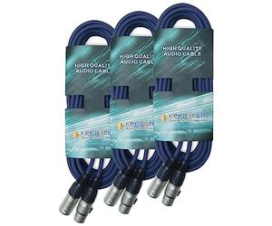 keepdrum DMX004 BL 6m DMX Cable Blue 3-pin XLR Pack of 3