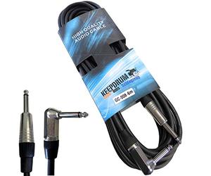 Keepdrum GC - 008 6 m Instrument Cable Angle Plug Guitar Cable Angled Jack - Straight Jack 6.3 mm