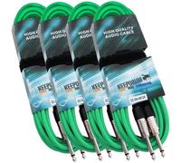 keepdrum GC004GR 6.35mm Mono Guitar Jack Cable 9m Green (Pack of 4)