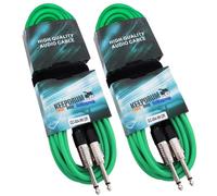 keepdrum GC004GR 9m 6.35mm Mono Guitar Jack Cable Green (Pack of 2)