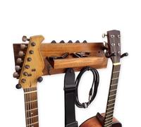 keepdrum GS039a Acacia Wood Guitar Wall Mount Wall Mount for 2 Guitars/Accessories