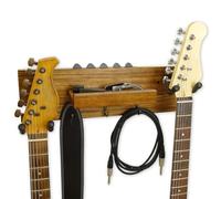 keepdrum GS039E Double Guitar Holder Ebony Wall Mount for Two Guitars and Accessories