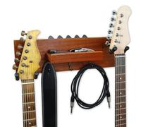 keepdrum GS039M Double Guitar Holder Mahogany Wall Mount for Two Guitars and Accessories