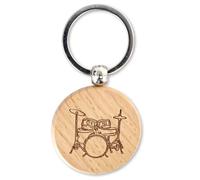 keepdrum Mini Drums Wooden Keyring Round Gift for Drummers