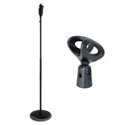 keepdrum MS124 Microphone Stand, One-Handed Tripod with Microphone Clip