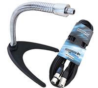 Keepdrum MS60 Table Tripod Microphone Stand Gooseneck Chrome + XLR CABLE