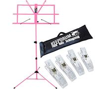 Keepdrum MUS2 PK Music Stand Pink + Case + 4 Clip Music Clips