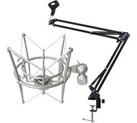 Keepdrum NB35 Microphone Stand Table Microphone Arm Swivel Arm + MS089SV Microphone Spider Silver for G-Track