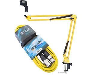 Keepdrum NB35 YW Yellow Hinged Arm Tripod and Microphone Cable Yellow