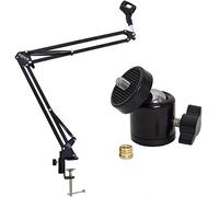 keepdrum NB35BK Articulated Arm Microphone Stand + Ball Joint Tripod Adaptor Rotatable 1/4 Inch to 3/8 Inch