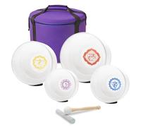 keepdrum Quartz Singing Bowl Set 4 Chakras Coloured with Accessories
