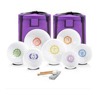 keepdrum Quartz Singing Bowl Set Chakra Set Colours 7-Piece 6-12 Inch with Accessories