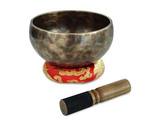 keepdrum Tibetan Bronze Singing Bowl 12 cm with Singing Bowl Grater and Coaster