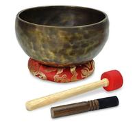 keepdrum Tibetan Bronze Singing Bowl 16 cm with Singing Bowl Grater Beater and Coaster
