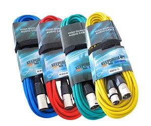 Keepdrum XLR audio cable set, 6 m, 4x in red, blue, green, yellow