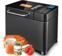 KEEPEEZ 710W Bread Maker, Ceramic Pan Bread Machine with Nut Dispenser, 2 Paddles, 15 H Timer&1 H Keep Warm, 17-in-1 2LB Stainless Steel Bread Maker Machine with 3 Loaf Sizes 3 Crust Colors, Recipes