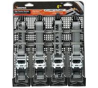 Keeper HAMPTON PROD 1” x 12' High Tension Ratchet Tie-Down with Double J-Hooks, 4 Pack - 1,000 lbs. Working Load Limit and 3,000 lbs. Break Strength