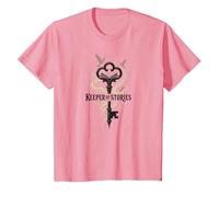 Keeper of Stories: Magical Key to Literary Realms T-Shirt, Kids, Pink, 8 Years