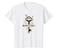 Keeper of Stories: Magical Key to Literary Realms T-Shirt, Kids, White, 10 Years