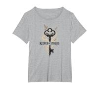 Keeper of Stories: Magical Key to Literary Realms T-Shirt, Women's Plus, Heather Grey, 1X