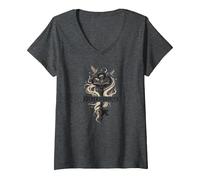 Keeper of Stories: Magical Key to Literary Realms V-Neck T-Shirt, Women, Dark Heather Grey, XL