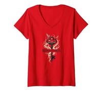 Keeper of Stories: Magical Key to Literary Realms V-Neck T-Shirt, Women, Red, L