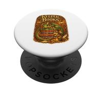 Keeper of the Books Cute Dragon Fantasy Library Reader Book PopSockets Adhesive PopGrip