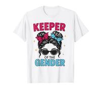 Keeper Of The Gender Coquette Bow Messy Bun Reveal Party T-Shirt