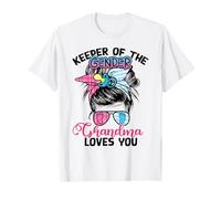 Keeper Of The Gender Grandma Loves You Messy Bun T-Shirt