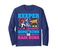 Keeper of The Gender Home Runs Or Hair Buns Reveal Party Long Sleeve T-Shirt